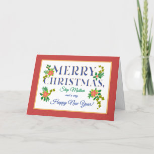 Tarjeta Step Mother, Poinsettias Holly Ivy Navidades Card
