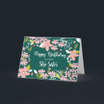 Tarjeta Step Sister Birthday Green Flowers<br><div class="desc">Comparte buenos deseos de un año maravilloso y saluda a tu querida hermanastra con un feliz cumpleaños. Esta elegante tarjeta de presentación de flores verdes ilustradas es la carta perfecta para enviarla.</div>