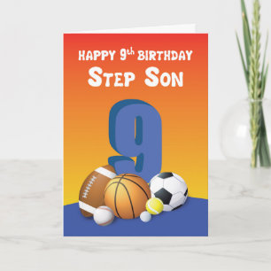 Tarjeta Step Son 9th Birthday Sports Balls