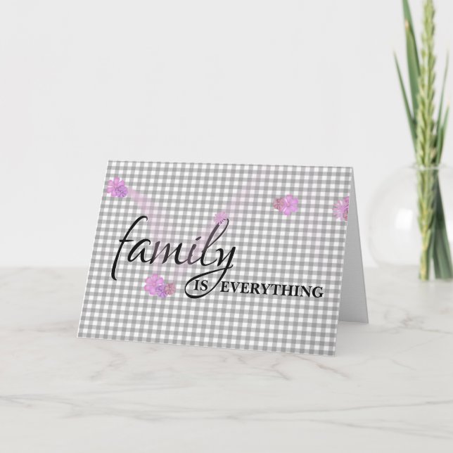 Tarjeta Stepbrother Birthday Gray Gingham (Anverso)