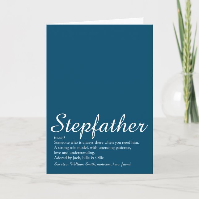 Tarjeta Stepfather Stepdad Definition Script Blue Fun (Anverso)