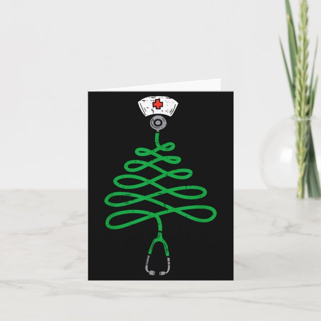 Tarjeta Stethoscope Christmas Tree Nurse Christmas Scrub T (Anverso)