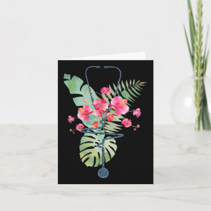Tarjeta Stethoscope Flores Tropicales Summer Aloha Hawaii