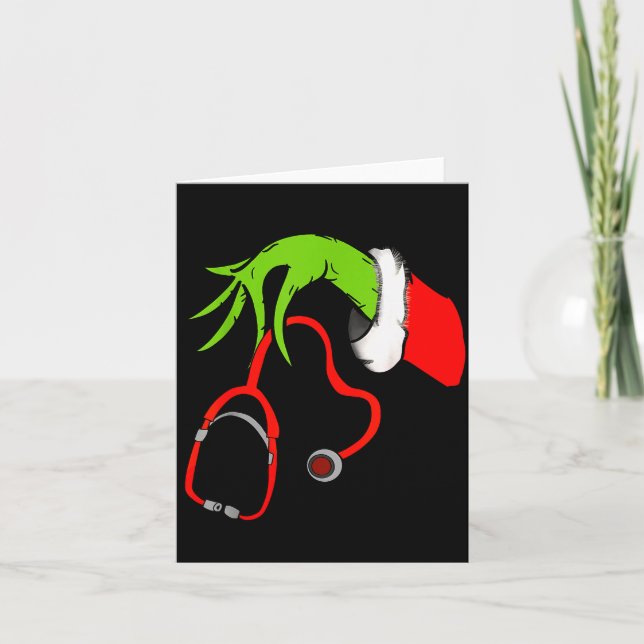 Tarjeta Stethoscope Santa Funny Christmas Xmas Nurse Nursi (Anverso)
