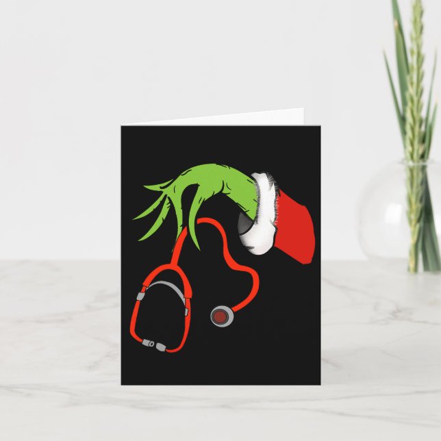 Tarjeta Stethoscope Santa Funny Navidades Xmas Enfermera N (Anverso)