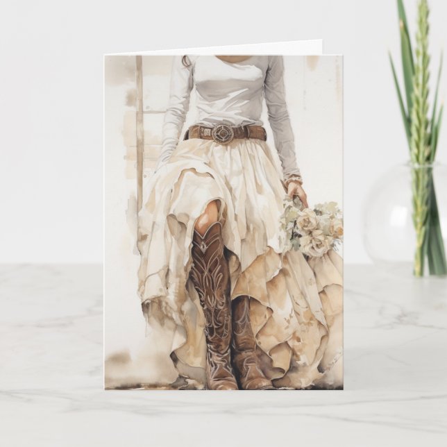 Tarjeta Stetson & Lace Boda: Belle Occidental (Anverso)