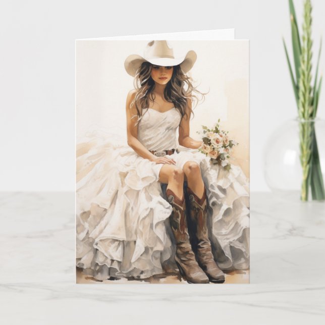 Tarjeta Stetson & Lace Boda: Novia de la floración del sol (Anverso)