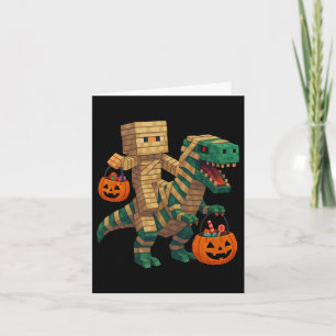 Tarjeta Steve Riding Mummy Dinosaur T Rex Halloween Funny