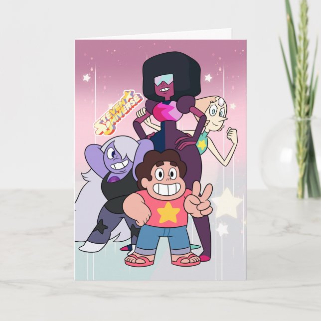 Tarjeta Steven Universe | Pose del grupo de gemas de crist (Anverso)