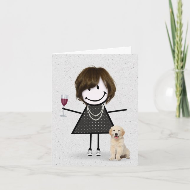 Tarjeta Stick Figure Girl Note Card (Anverso)