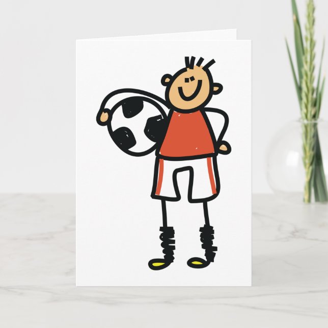 Tarjeta Stick Figure Soccer Boy Football Player (Anverso)