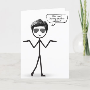 Tarjeta Stick Man con pelo Cumpleaños con humor 