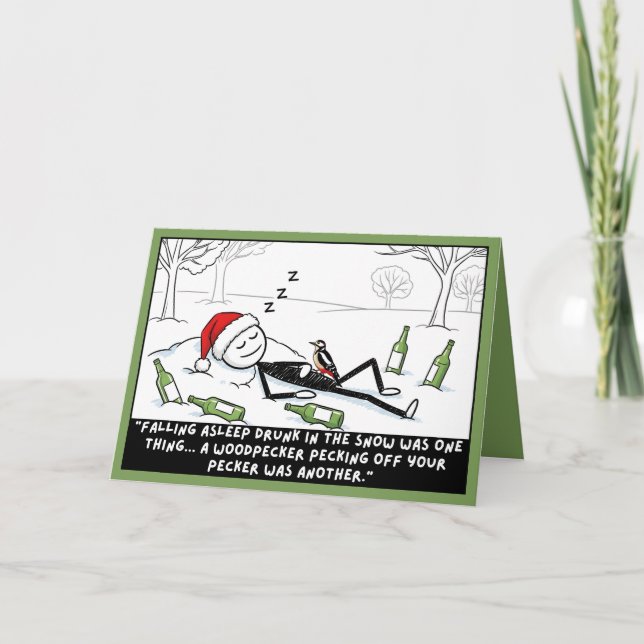 Tarjeta Stickman divertido de Navidad (Anverso)