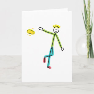 Tarjeta Stickman Lanzando Frisbee