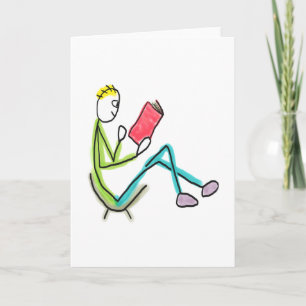 Tarjeta Stickman Leyendo
