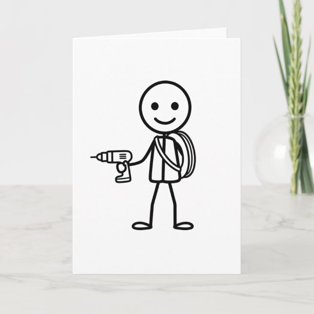 Tarjeta Stickmen At Work - El Electricista (Anverso)