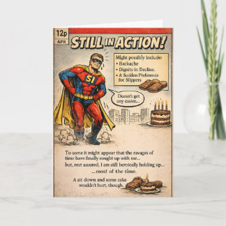 Tarjeta Still in Action Hero - Comic Book Birthday
