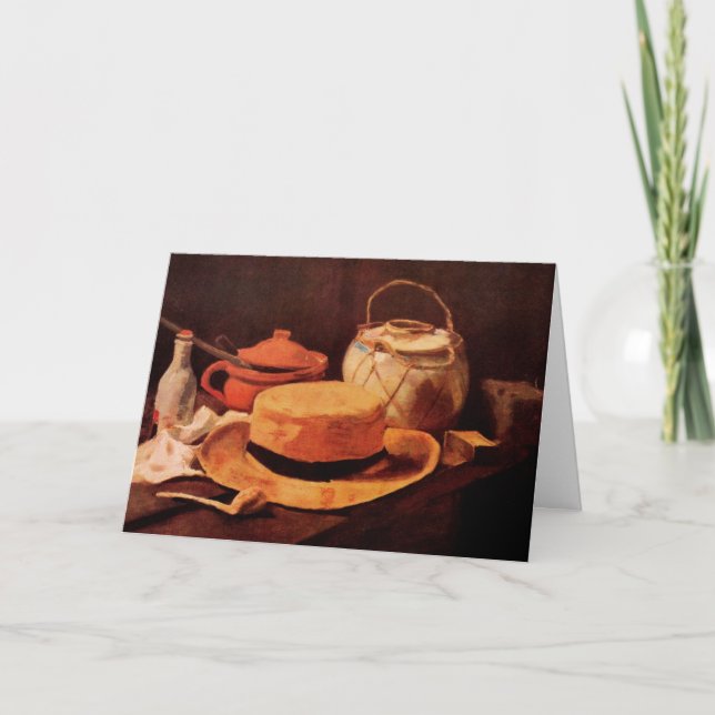 Tarjeta Still Life Yellow Straw Gorra por Vincent van Gogh (Anverso)