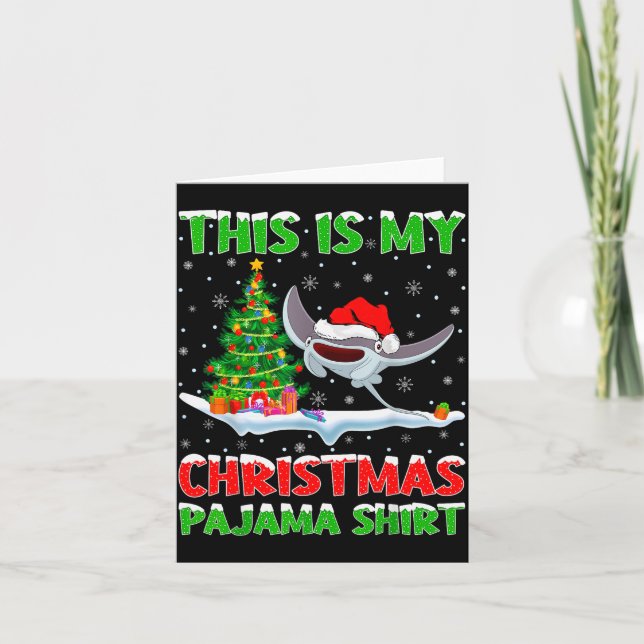 Tarjeta Stingray Fish Xmas Tree Lights This Is My Christma (Anverso)