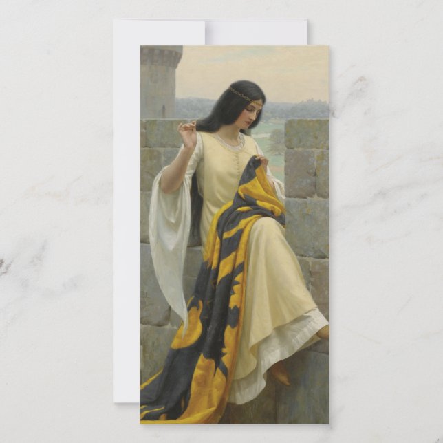 Tarjeta Stitching the Standard Flag (Mujer medieval) (Anverso)