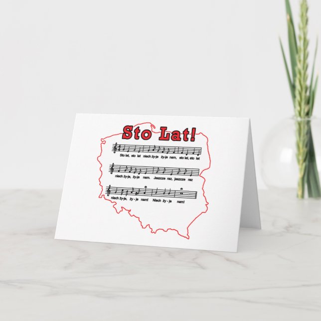 Tarjeta ¡Sto Lat! Mapa de Polonia Canción (Anverso)