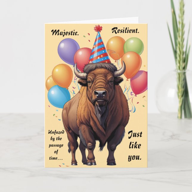 Tarjeta Stoic Bison Birthday Wisdom (Anverso)