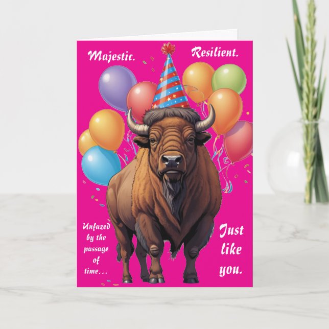 Tarjeta Stoic Bison Birthday Wisdom (Anverso)