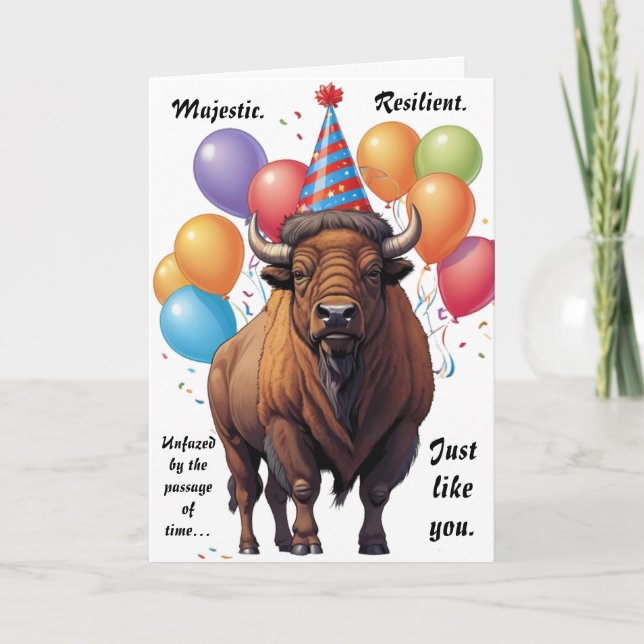 Tarjeta Stoic Bison Birthday Wisdom (Anverso)