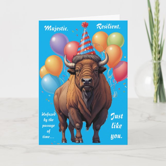 Tarjeta Stoic Bison Birthday Wisdom (Anverso)