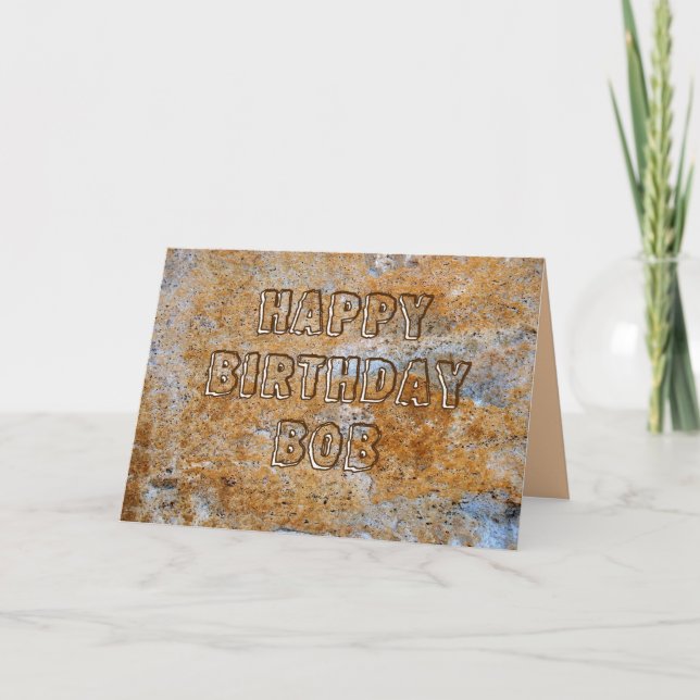 Tarjeta Stone Age Happy Birday Bob (Anverso)