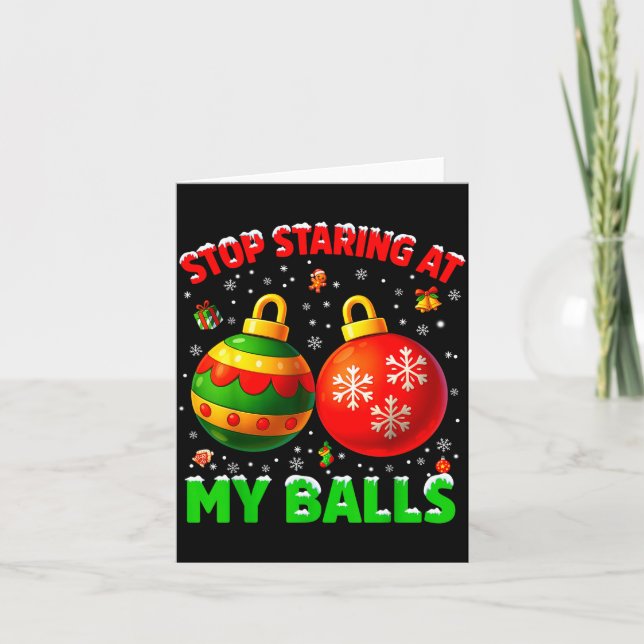 Tarjeta Stop Staring At My Pjs Pajamas Christmas Xmas Men  (Anverso)