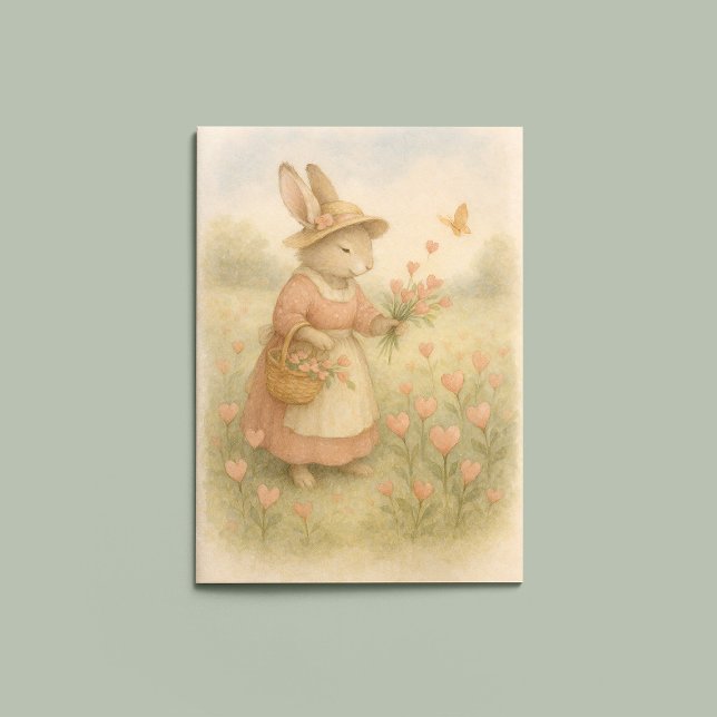 Tarjeta Storybook Bunny with Flowers – Whimsical Woodland  (Subido por el creador)