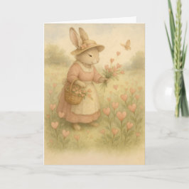 Tarjeta Storybook Bunny with Flowers – Whimsical Woodland 