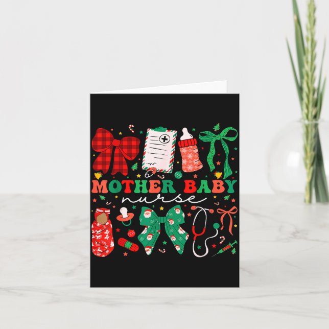 Tarjeta Stpartum Xmas Coquette Mother Baby Nurse Christmas (Anverso)