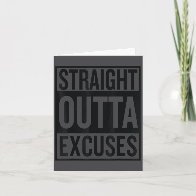 Tarjeta Straight Outta Excuses Block Style Better Self Mot (Anverso)
