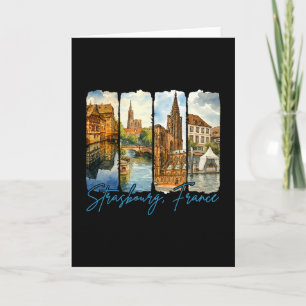 Tarjeta Strasbourg Francia Viaje Trazo de Pincel Souvernir