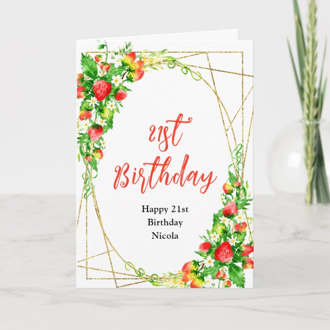 Tarjeta Strawberries and Daisies Birthday (Anverso)