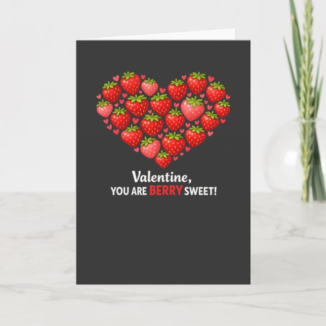 Tarjeta Strawberry Berry Sweet Kids Valentines Day (Anverso)