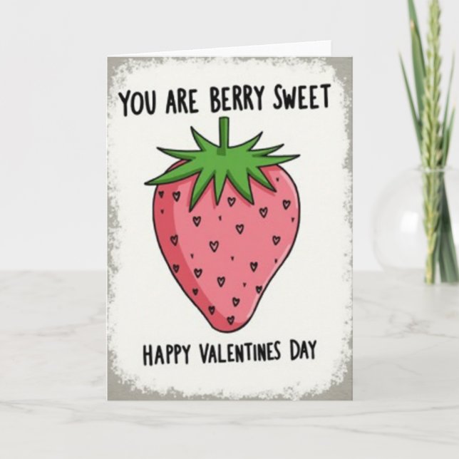 Tarjeta Strawberry Berry Sweet Valentines Card (Anverso)