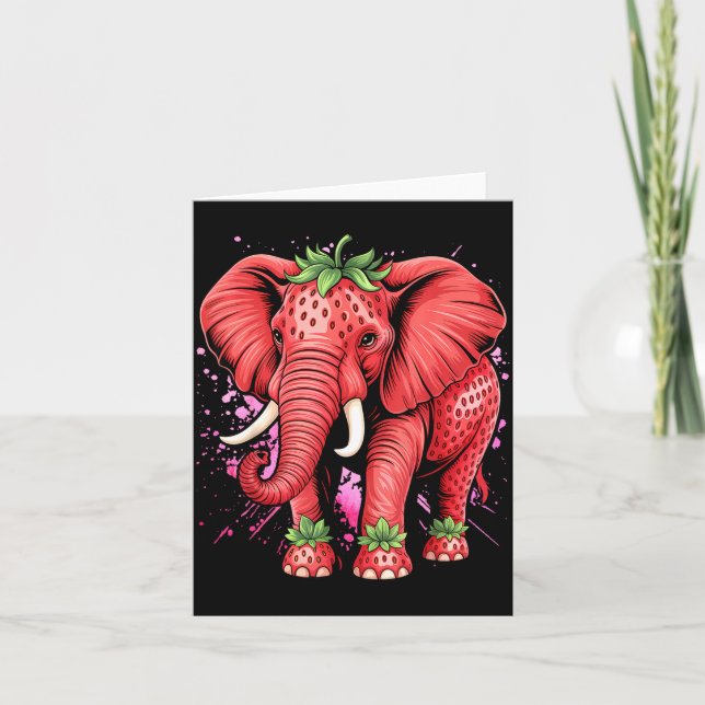 Tarjeta Strawberry Elephant Italian Brain Rot Meme Birthda (Anverso)