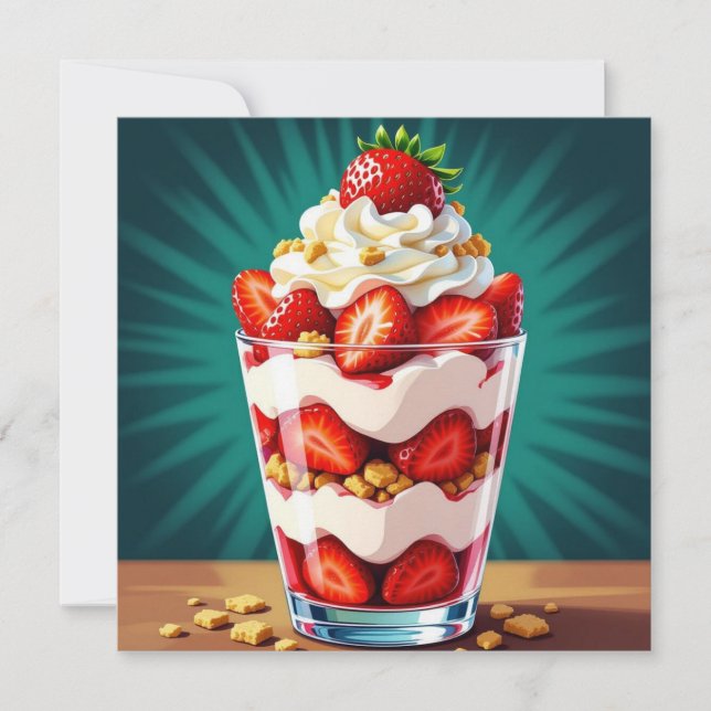 Tarjeta Strawberry, Granola and Whipped Cream Parfait  (Anverso)
