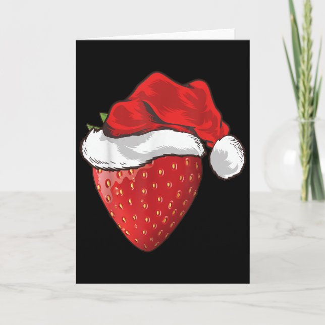 Tarjeta Strawberry Lover Gift Santa Hat Strawberry Christm (Anverso)