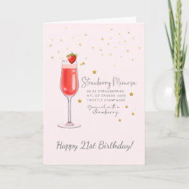 Tarjeta Strawberry Mimosa Cocktail Happy Birday Card