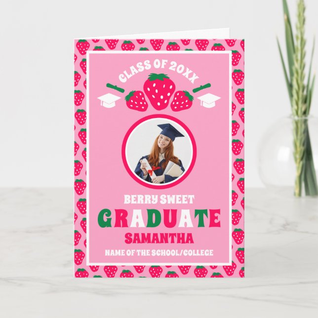 Tarjeta Strawberry Photo Graduation (Anverso)