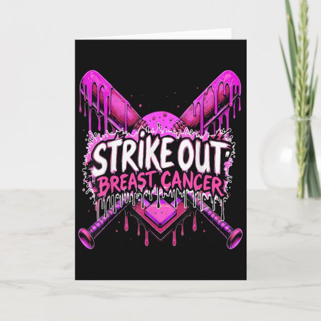 Tarjeta Strike Out Breast Cancer Baseball Softball Drip Ho (Anverso)