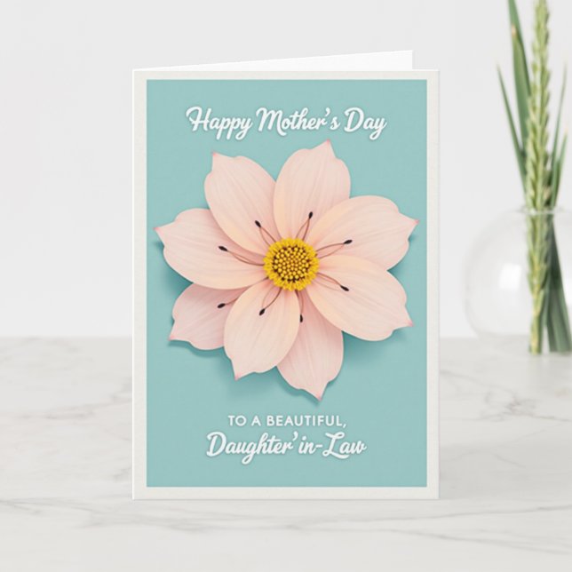 Tarjeta Striped Aqua Flower Beauty Card (Anverso)