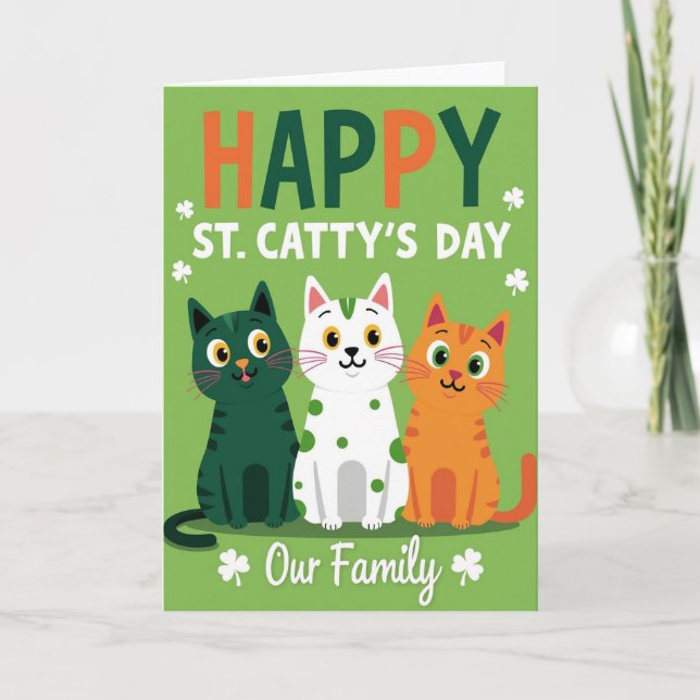 Tarjeta Striped Cat Family Card (Anverso)