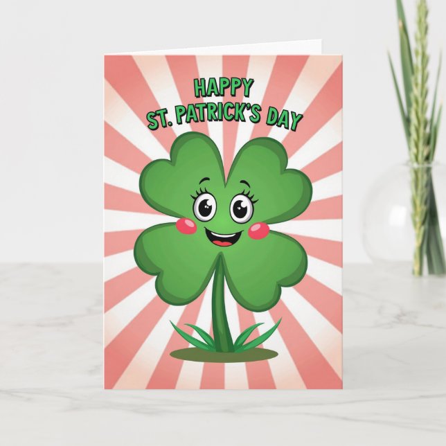 Tarjeta Striped Clover Happy Day Card (Anverso)