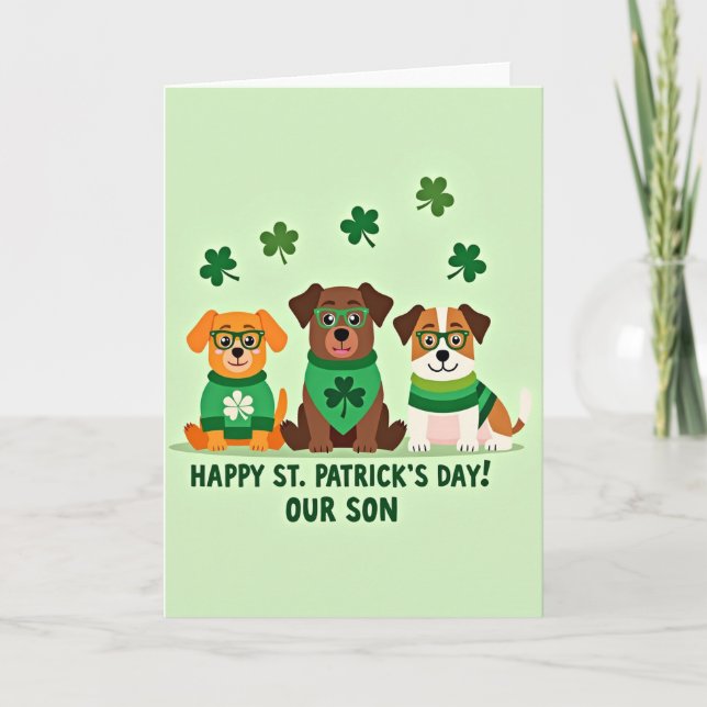 Tarjeta Striped Dogs Happy Day Son Card (Anverso)