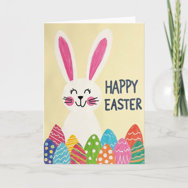 Tarjeta Striped Egg Rabbit Paper Card (Anverso)